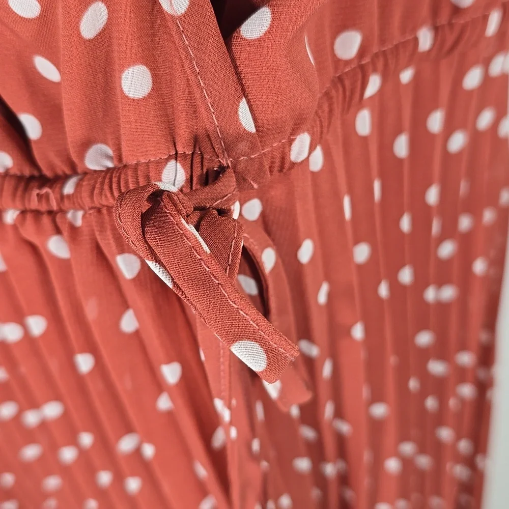 {Indigo Rose} Polka Dot Pleated Dress - Size MEDIUM - Picture 10 of 16